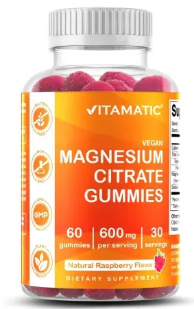 60-Count Vitamatic 600mg Magnesium Citrate Vegan Gummies