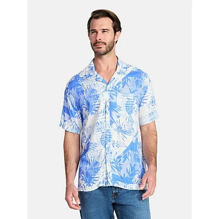 Bluey Men's Graphic Short-Sleeve Button-Up Shirt (Egret or Ice Blue)