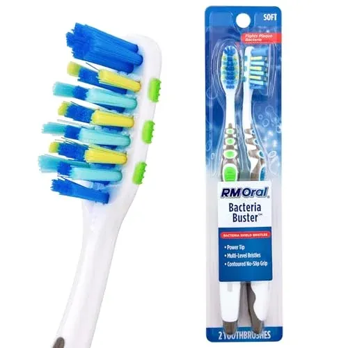 RM Oral Bacteria Buster Soft Manual Toothbrushes 2-Count