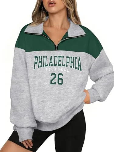 Football Sweatshirts for Women with Quarter Zip