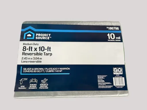 Project Source 8' x 10' 10-Mil Silver Polyethylene Heavy-Duty Tarp