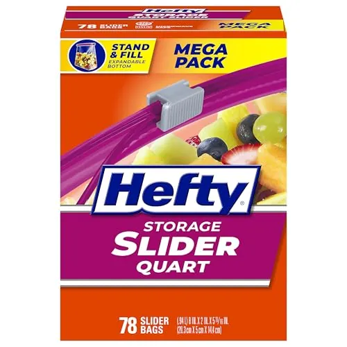 Hefty Quart Size Slider Storage Bags 78-Counts