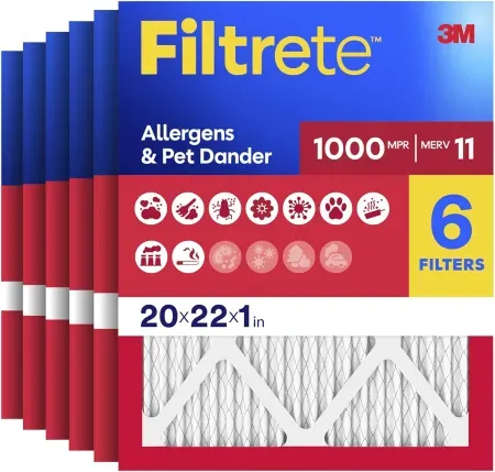 6-Pack Filtrete 20" x 22" x 1" MERV 11 Air Filter