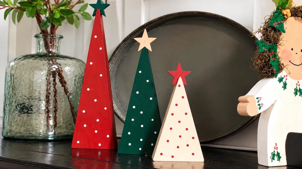 FestalMart Wooden Christmas Tree Decor 3-Pack