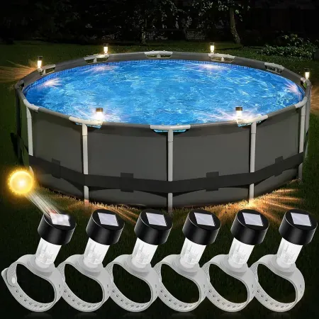 6-Pack BITIWEND Solar Dusk to Dawn Pool Lights for Above Ground Pools