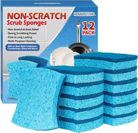 12-Pack HOMERHYME Non-Scratch Double-Sided Cellulose Scrub Sponges
