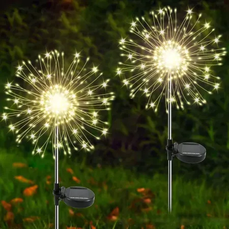 2-Pack Yaafen 120 LED Solar Firework Starburst Garden Lights