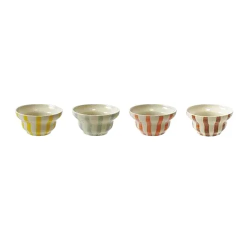 Creative Co-Op Hand-Painted Striped Stoneware Bowl Set 4-Count