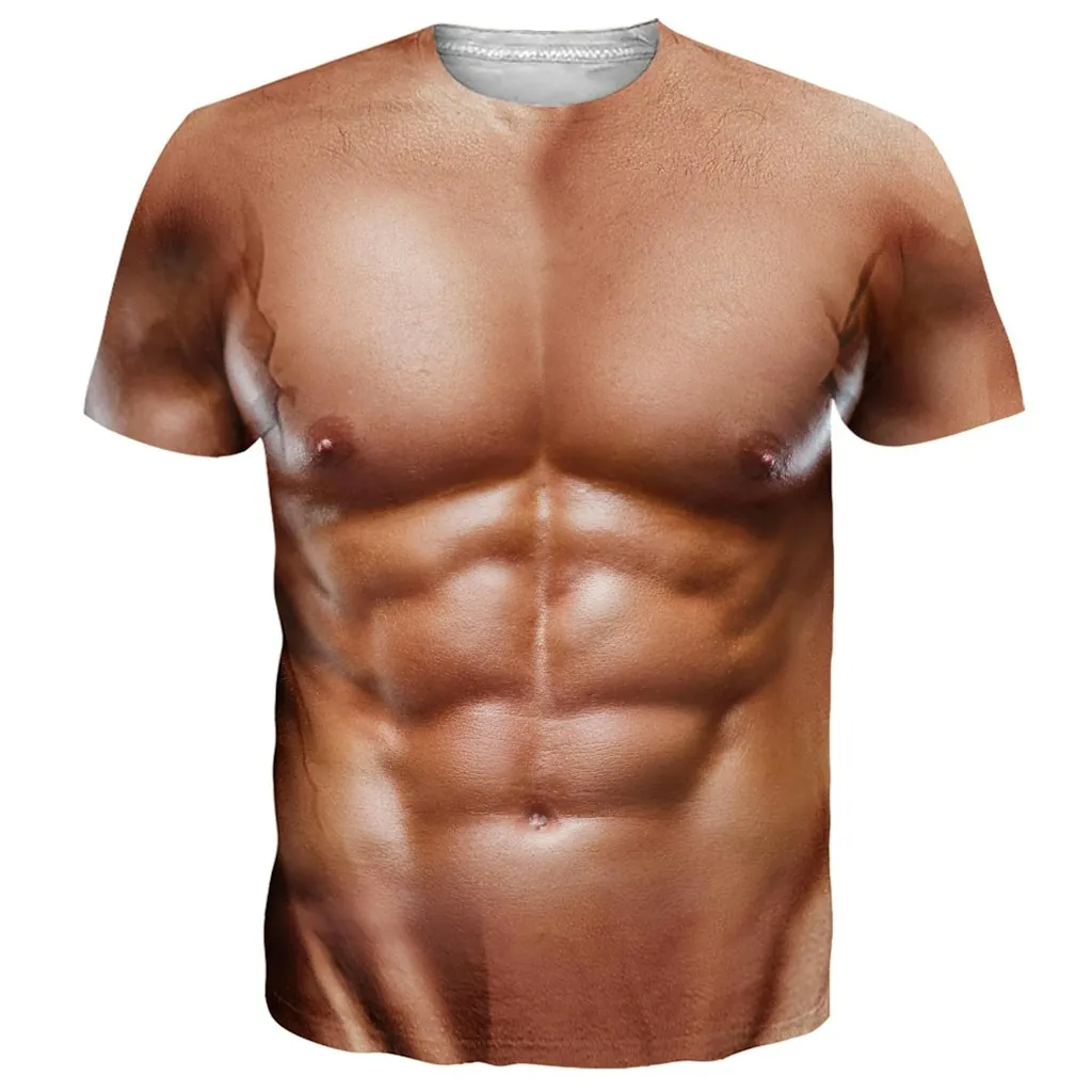 Goodstoworld Men's Hawaiian Fake Muscle Graphic Shirt