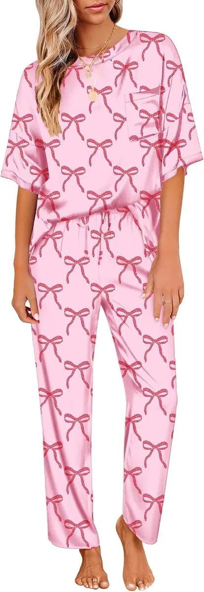 Ekouaer Silky Satin Pajama Set