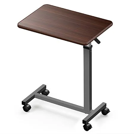 WOTURE Pneumatic Adjustable Overbed Bedside Table w/ Wheels