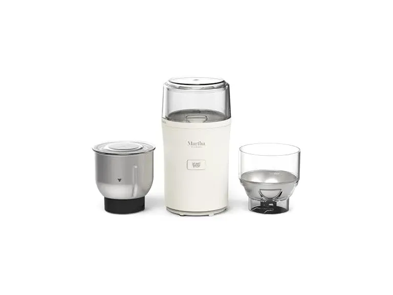 Martha Stewart Electric Coffee & Spice Grinder with Dual Bowls, Linen Cream