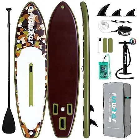 11' x 33" FunWater Camouflage Inflatable Stand-Up Paddle Board Set