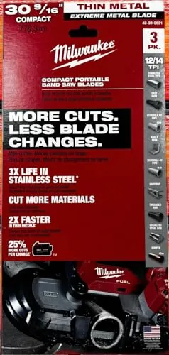 Milwaukee 30-9/16" 12/14 TPI Compact Extreme Thick Metal Band Saw Blade 3-Pack