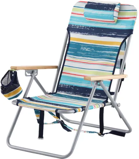 Style Selections Polyester Multi-Stripe Folding Beach Chair