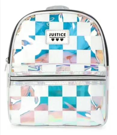 Justice Girls' Iridescent Mini Backpack with Adjustable Straps