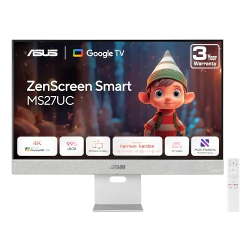 ASUS ZenScreen MS27UC 27 Inch 4K USB-C 90W Google TV Smart Monitor