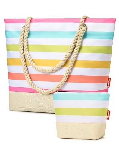 2-piece Woven Base Beach Tote Bag Set