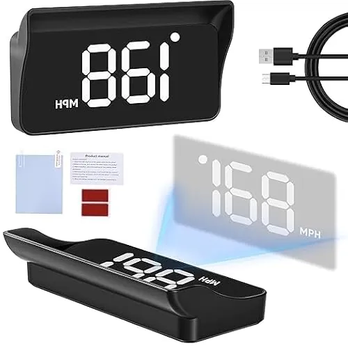 ATNPTN Smart In-Car HUD GPS Speedometer, White