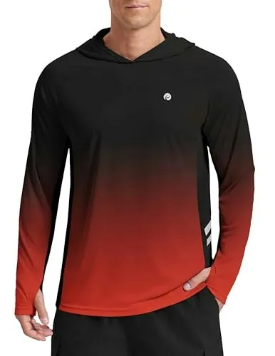 Pinspark Men's Long Sleeve UPF 50+ Rash Guard Hoodie