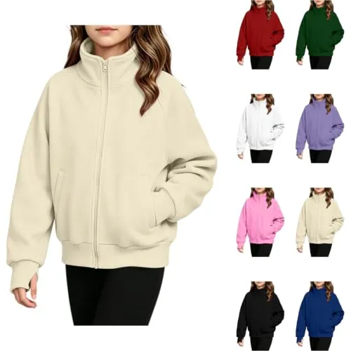 Kida Stand Collar Zip Up Jackets