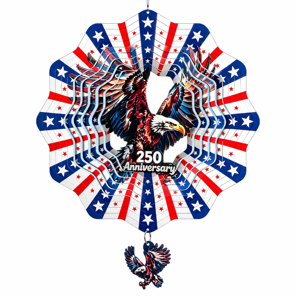 12" American Flag Eagle Wind Spinner