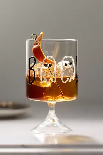 Anthropologie Word Play Halloween Wine Glass