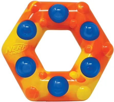 Nerf Dog LED Light Up & Squeak Hex Ring Chew Toy 6 inch