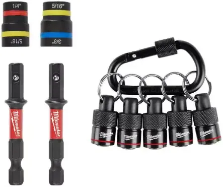 Milwaukee SHOCKWAVE Impact Duty 2-Piece Magnetic Nut Driver Set with 5-Piece Hex Bit Holder & Carabiner