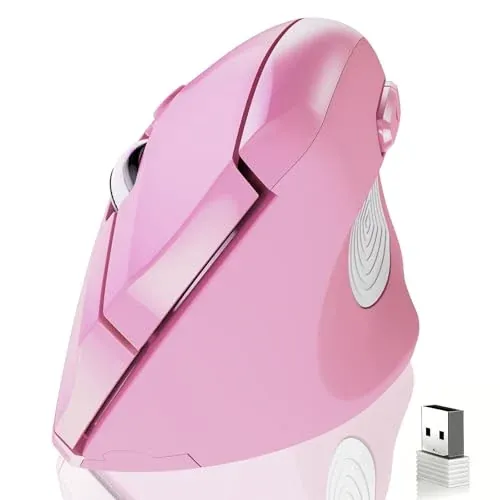 Memzuoix 1600 DPI 2.4G Wireless Vertical Ergonomic Mouse (Pink)