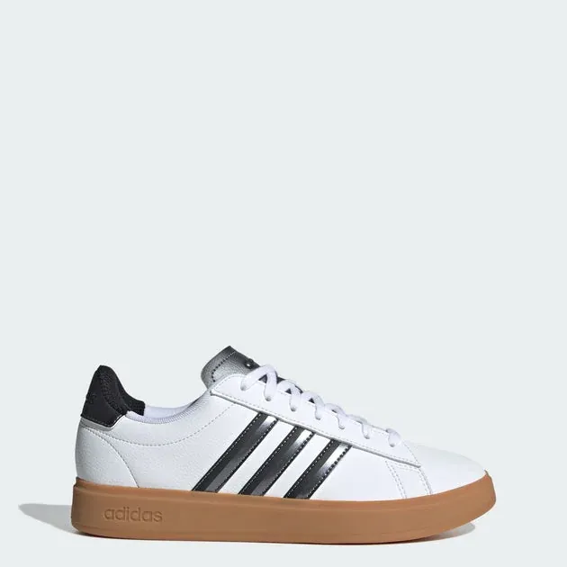 Adidas Women's Grand Court 2.0 Sneakers (Core Black / Cloud White / Gold Metallic)