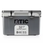 RTIC Ultra-Light 32 Qt Hard-Sided Ice Chest Cooler, Fits 48 Cans, Grey
