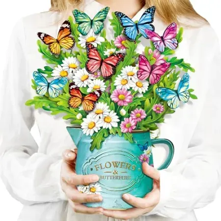 Airpark 12" 3D Paper Pop Up Flower Bouquet Card w/ Note Card & Envelope