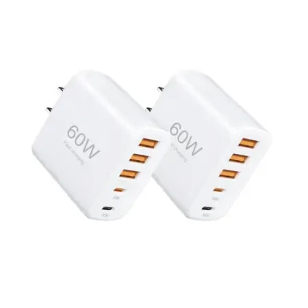 2-Pack VOLZOR 60W 5-Port Charging Station w/ Wall Plug