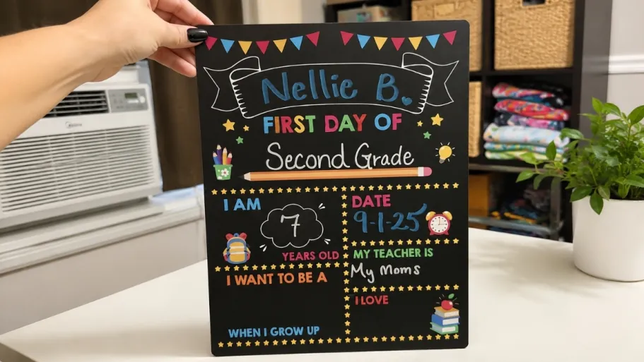 MELISHEER First Day of School Chalkboard