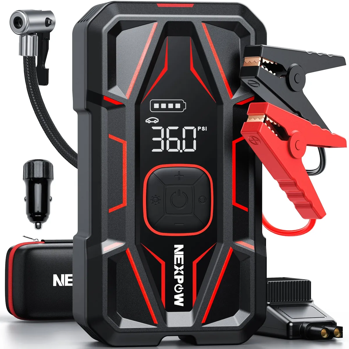 NEXPOW 6000A Jump Starter with 160 PSI Air Compressor and 29800mAh