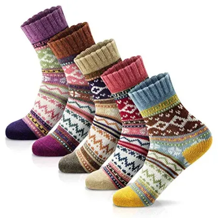 5-Pairs FYC Women's Wool Blend Cozy Crew Socks