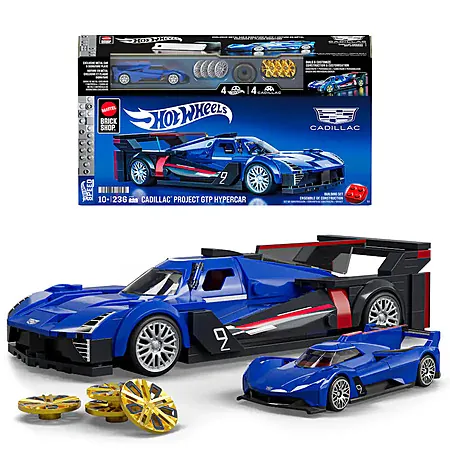 236-Pc Mattel Brick Shop Hot Wheels Cadillac Project GTP Hypercar Toy Kit