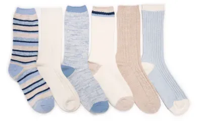 6-Pack MUK LUKS Women's Fluffy Dream Crew Boot Socks