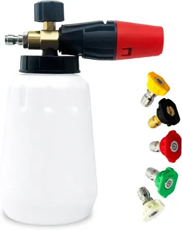 Maymalze 1L Adjustable Foam Cannon 1/4" Quick Connect w/ 5-Nozzle Tips