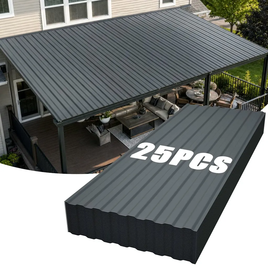PVC Corrugated Roof Panel 25-Pack w/ Screws & Washers