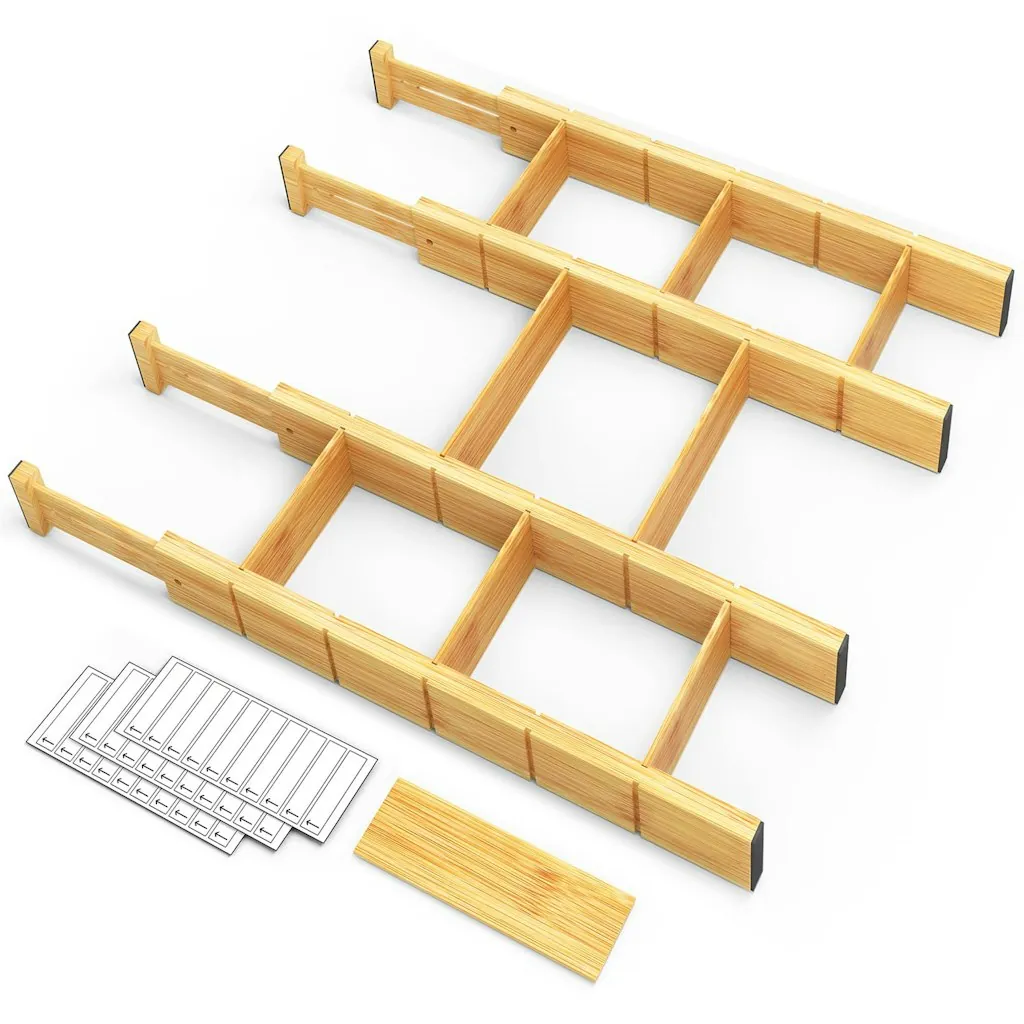 SpaceAid Bamboo Drawer Dividers w/ Inserts & Labels