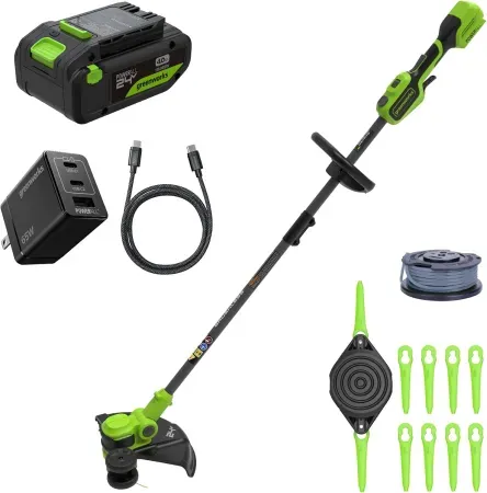 Greenworks 24V 13" 2-in-1 Cordless String Trimmer & Edger w/ 4.0Ah Battery