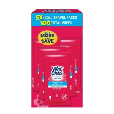 Wet Ones Antibacterial Hand Wipes 5-Pack 20-Count (Fresh Scent)