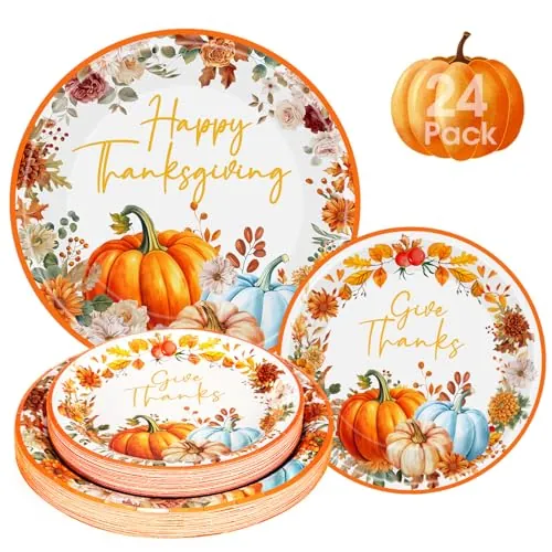 Happy Thanksgiving Paper Plates 24-Pack