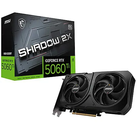 MSI GeForce RTX 5060 Ti SHADOW 2X OC PLUS 8GB GDDR7 PCIe 5.0 Graphics Card