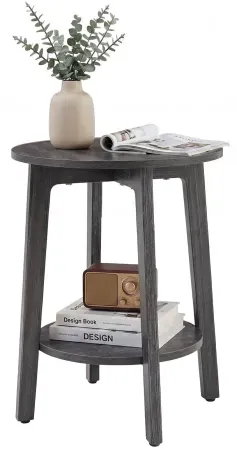 CONCETTA 2-Tier Round Bedside Table with Tapered Legs