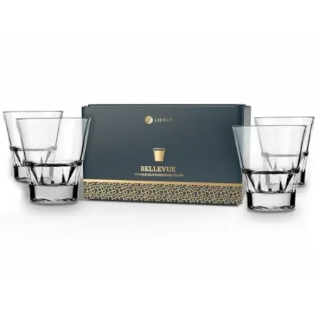 Set-of-4 Libbey Bellevue 11.5oz Double Old Fashion Glass Set