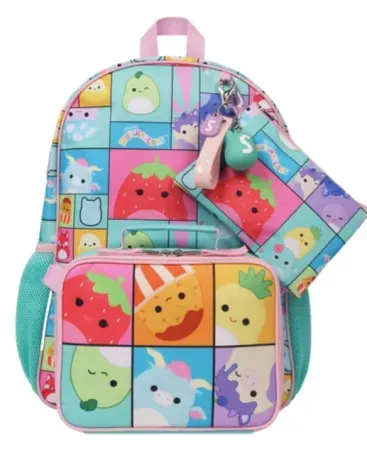 Squishmallow 5-Piece Backpack Set with Detachable Lunch Bag