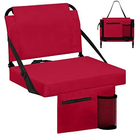 Besunbar Back Support Soft Cushion Stadium Seat w/ Zipper Pocket (Maroon)